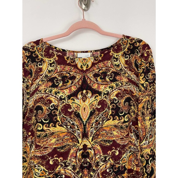 J.Jill Soft Boatneck Peplum Fall All Over Paisley Vented Tunic Sz Lg #4103 - Picture 9 of 11